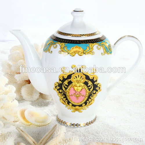 Luxury Fine Hyper White Porcelain Sugar Tea Pot & Creamer of Sea Goddness